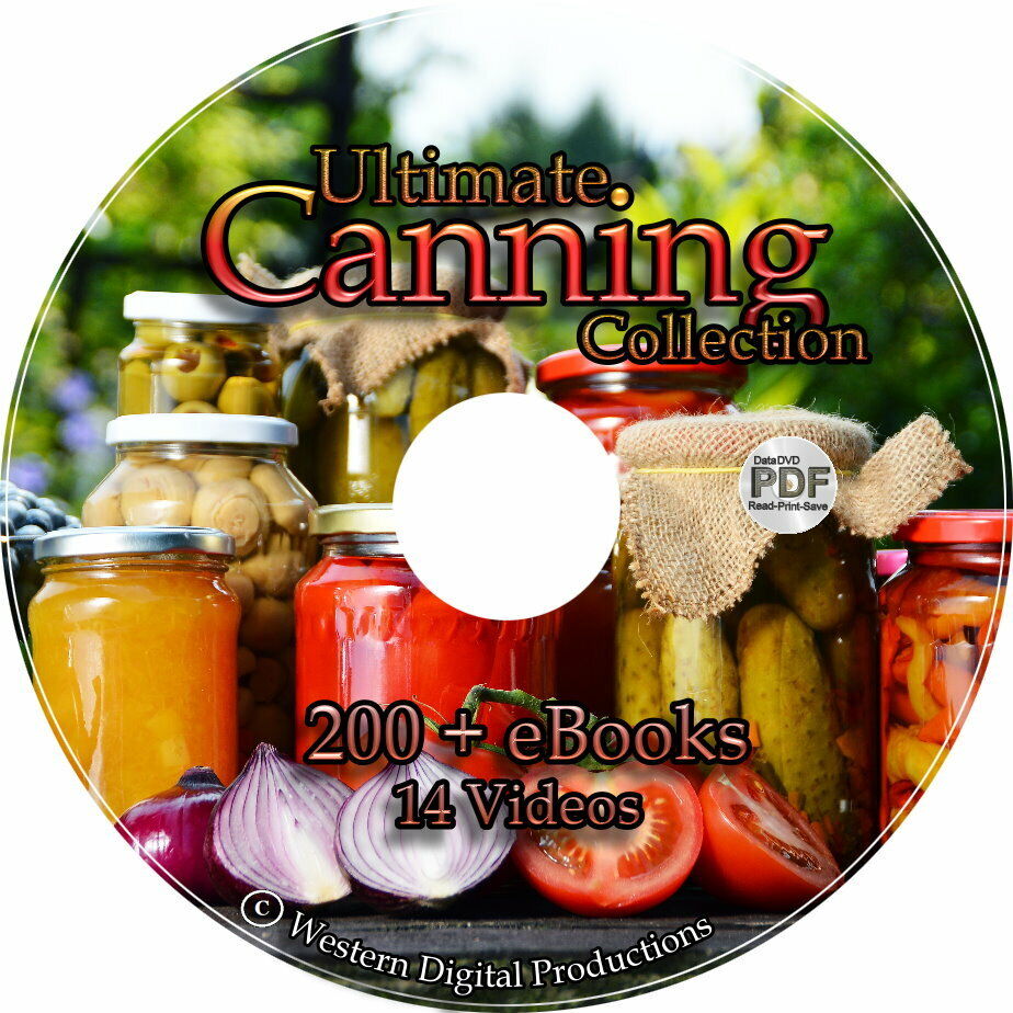 200+ Canning Preserve Food Pickling Dehydrating Cure Vinegar Fish Meats Jams DVD