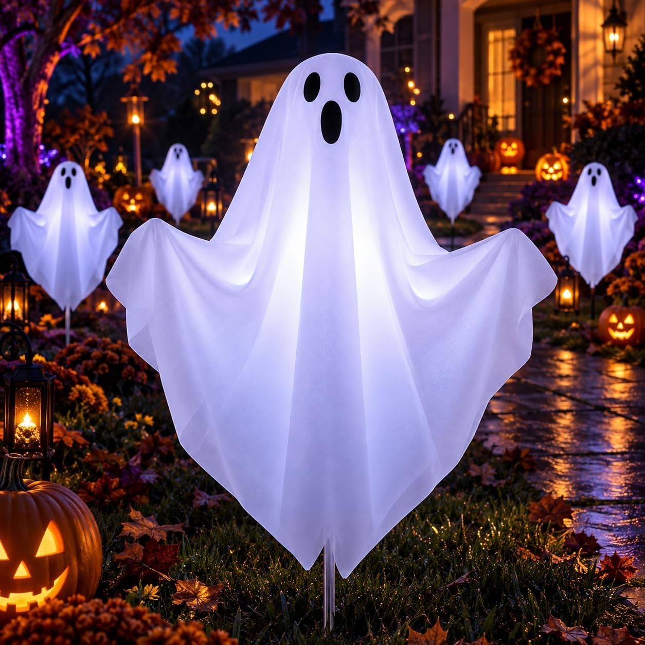 Spooky 10-Pack Ghost Pathway Lights - 240 LEDs with Dynamic Lighting Modes Spooky 10-Pack Ghost Pathway Lights - 240 LEDs with Dynamic Lighting Modes