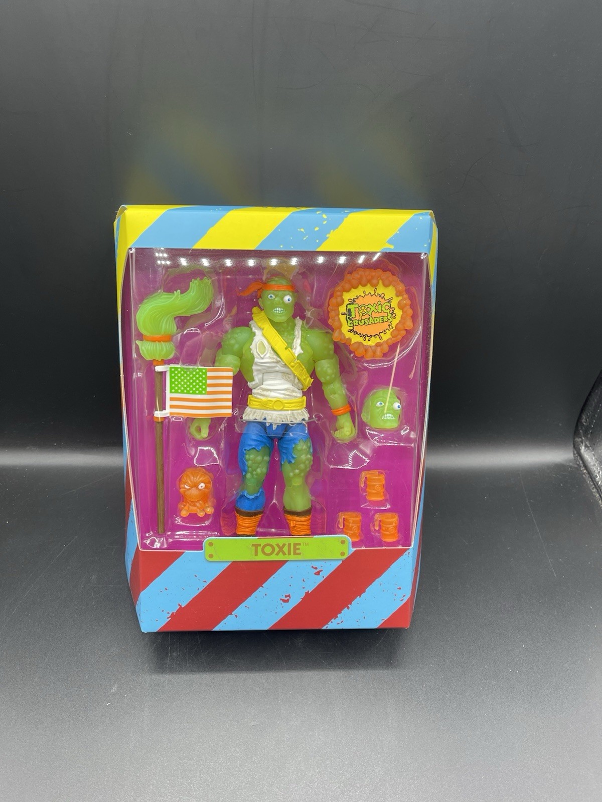 SUPER 7 Toxic Crusaders ULTIMATES Toxie (Radioactive Red Rage) Figure