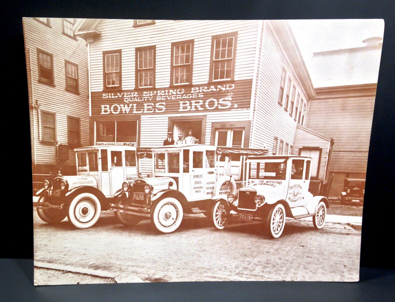 Vintage 1920s Style Bowles Bros. Truck & Coupe Brockton MA 11x14 Photo LOOK READ