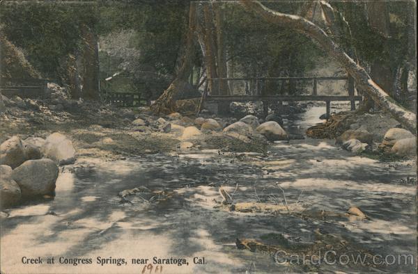 Saratoga,CA Creek at Congress Springs Santa Clara County California Postcard