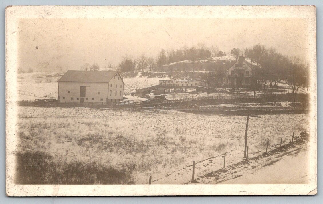 RPPC  Lanes Henery  Chicken Farm  Colonial Farm Homestead  c1910    Postcard