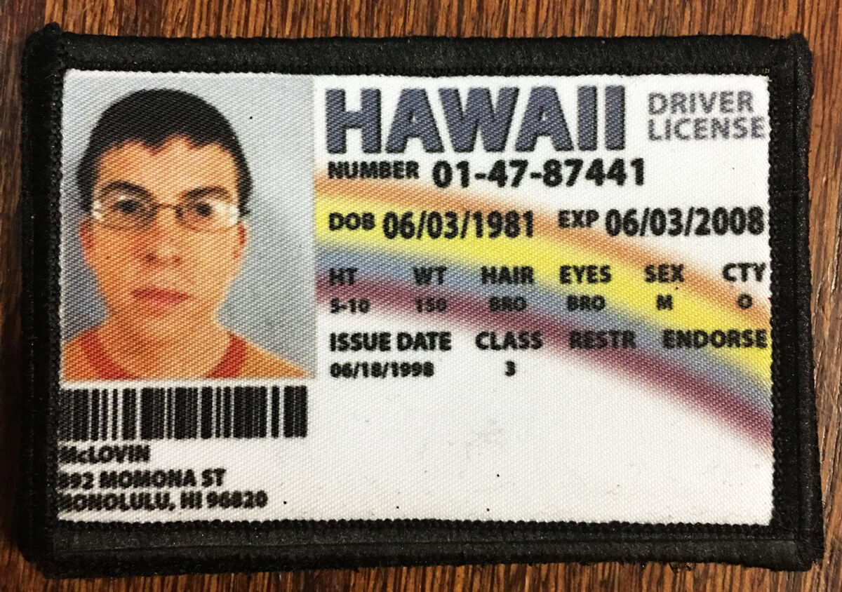 Superbad Movie McLovin Drivers License Morale Patch Funny Tactical Military USA