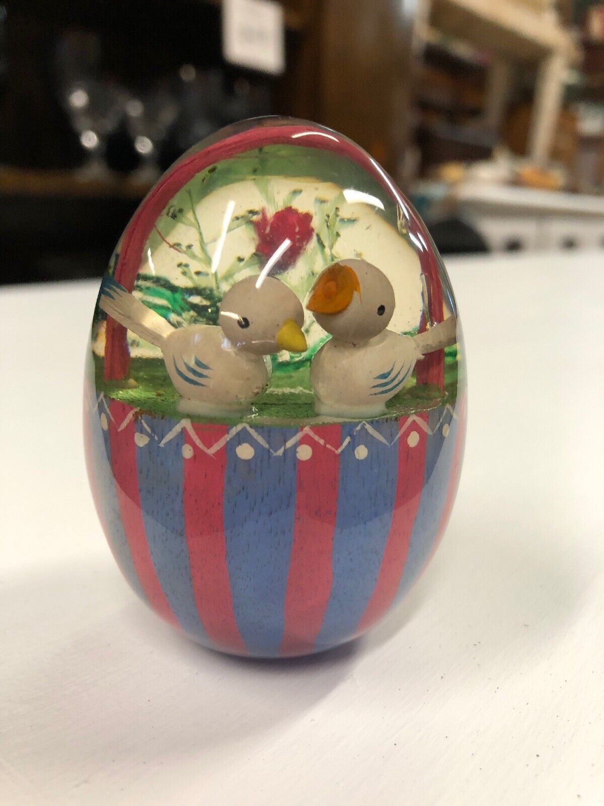 Vintage Mid Century Modern Lucite Easter Egg Paper Weight