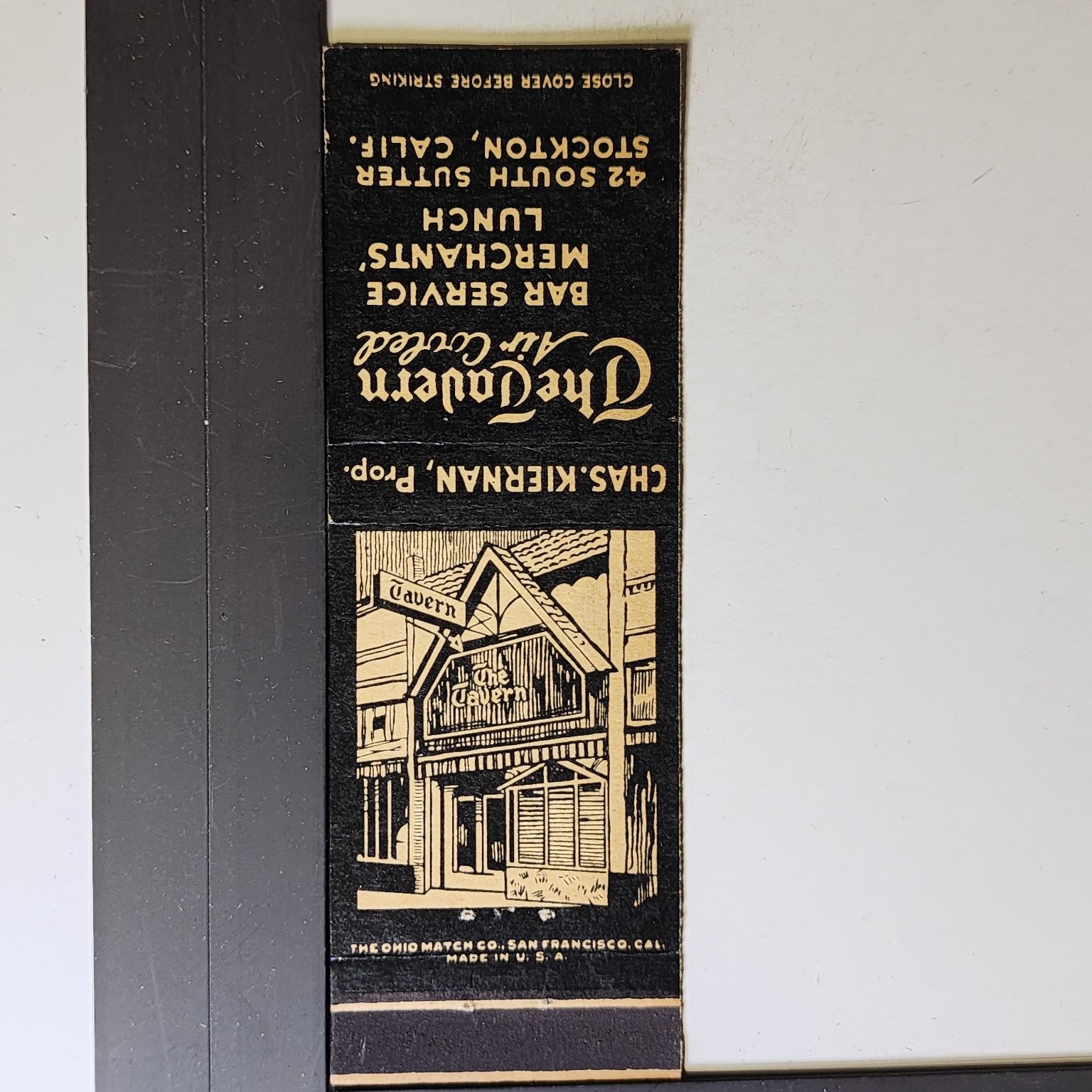 The Tavern Stockton California Vintage Bar Service Merchants Lunch Matchbook The Tavern Stockton California Vintage Bar Service Merchants Lunch Matchbook