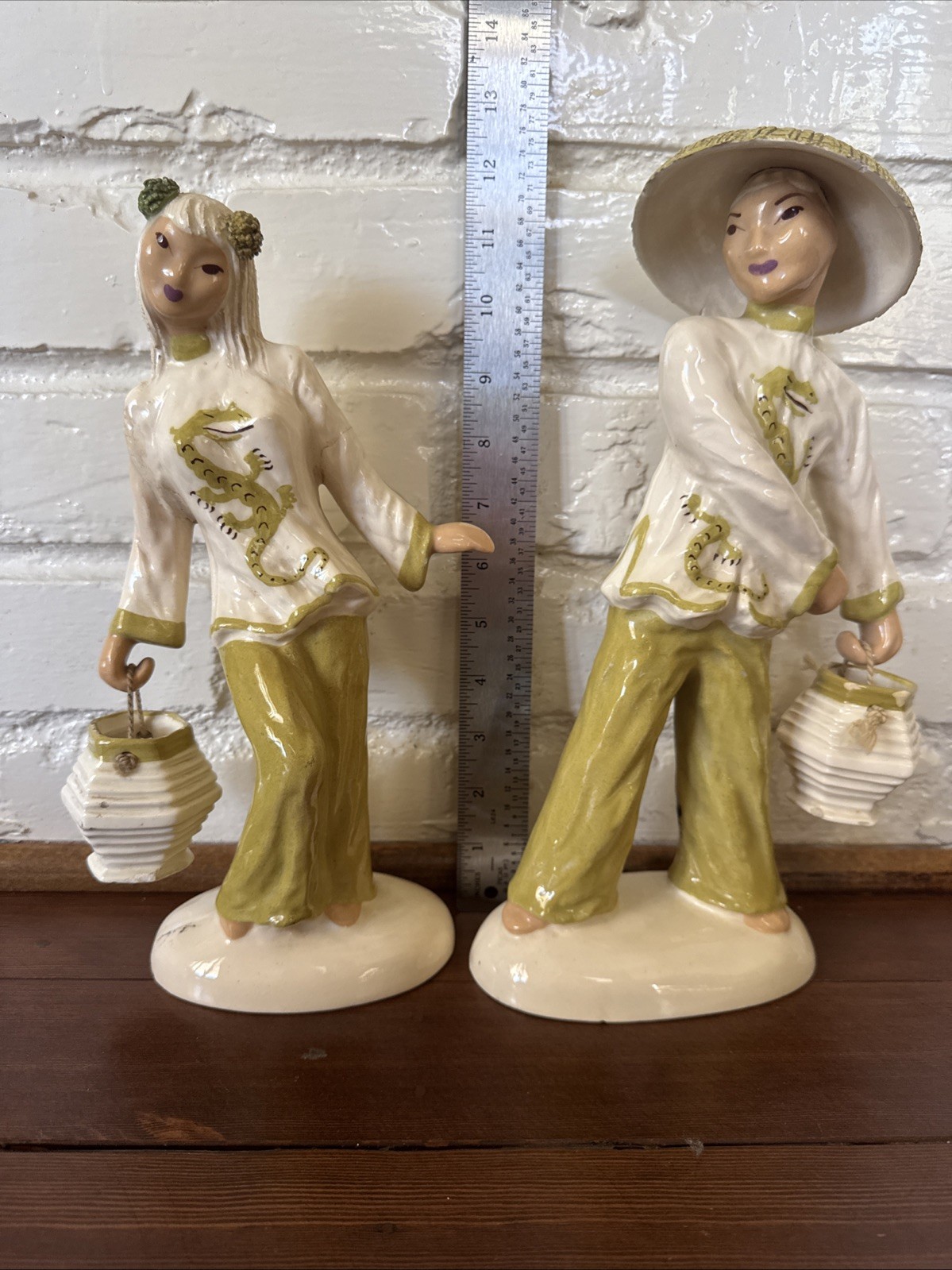 VTG Asian Couple Hedi Schoop Signed Figurine Statues 12 VTG Asian Couple Hedi Schoop Signed Figurine Statues 12