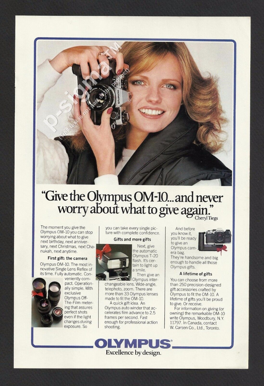 OLYMPUS OM-10 camera 1980 Vintage Print Ad # 1099