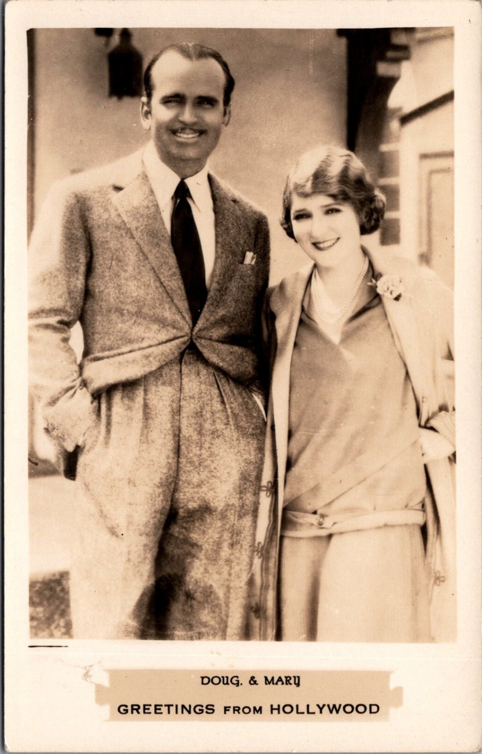 Doug & Mary Fairbanks Pickford Hollywood Vintage Postcard 1920s Movie Stars Doug & Mary Fairbanks Pickford Hollywood Vintage Postcard 1920s Movie Stars