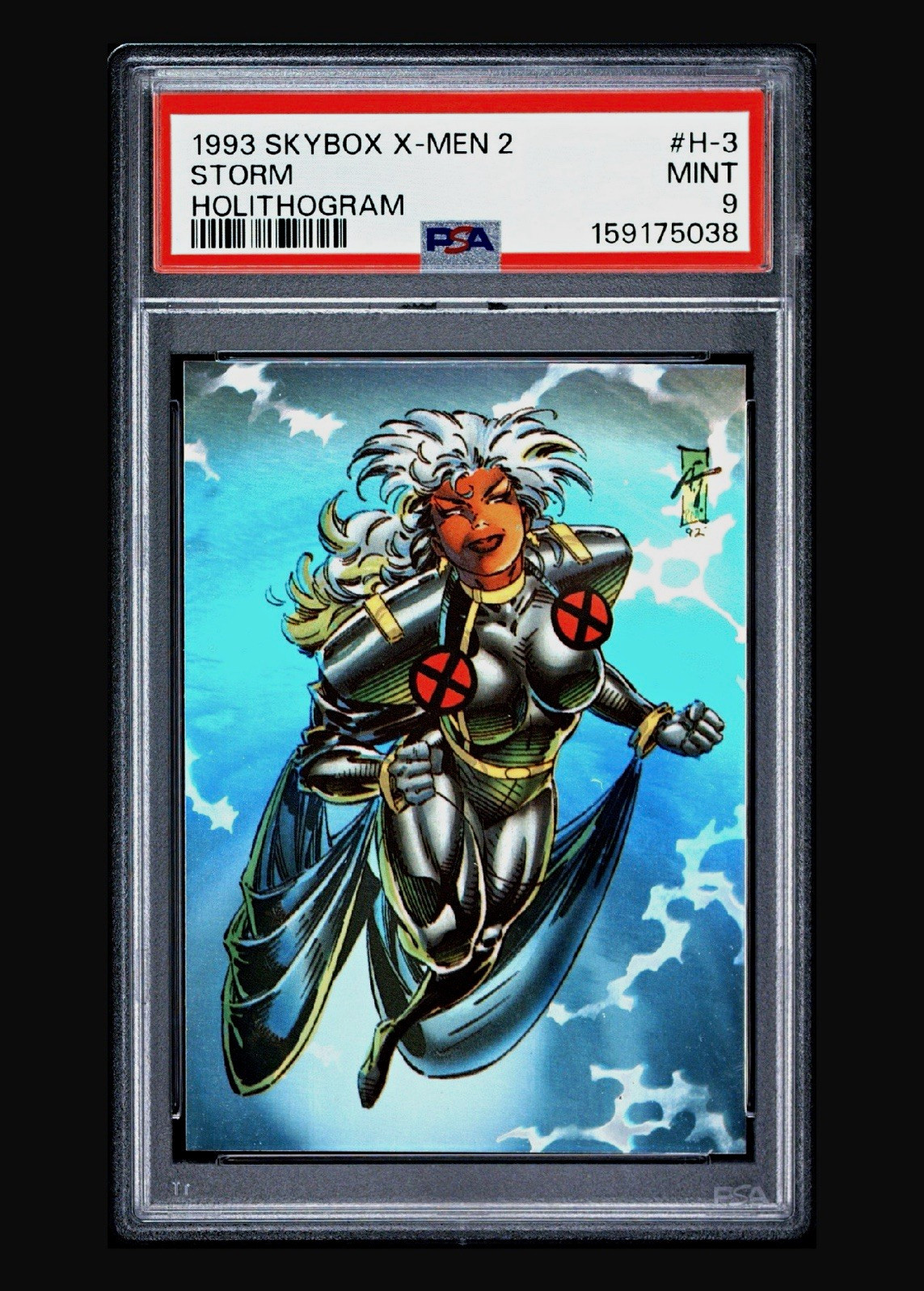 1993 SkyBox X-Men 2 Storm Holithogram H-3 PSA 9 Mint Cert 159175038 1993 SkyBox X-Men 2 Storm Holithogram H-3 PSA 9 Mint Cert 159175038