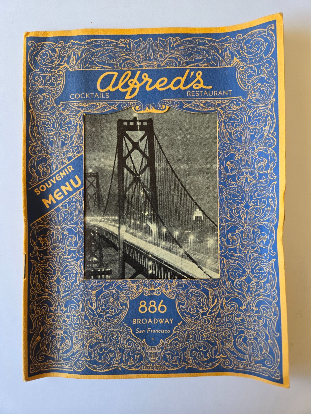 Vintage Original 1953 Alfred's Restaurant San Francisco Souvenir Menu Postcard