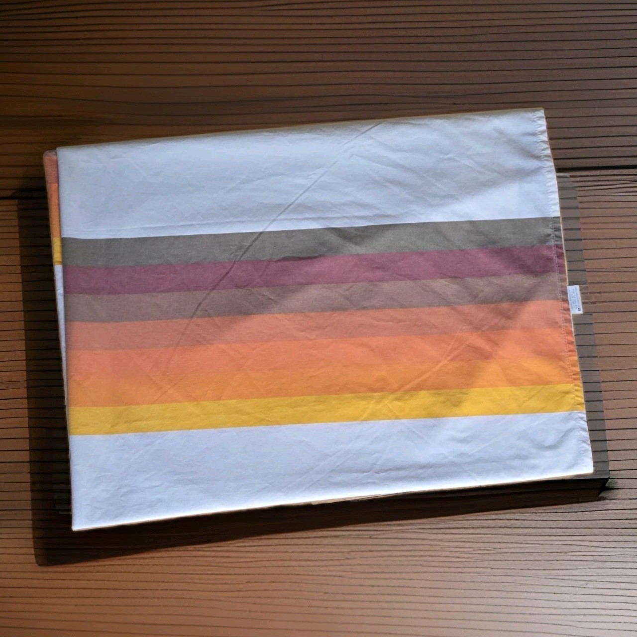 Wamsutta Vintage Sunset Stripe Queen Flat Sheet 70s Retro Brown Orange Wamsutta Vintage Sunset Stripe Queen Flat Sheet 70s Retro Brown Orange