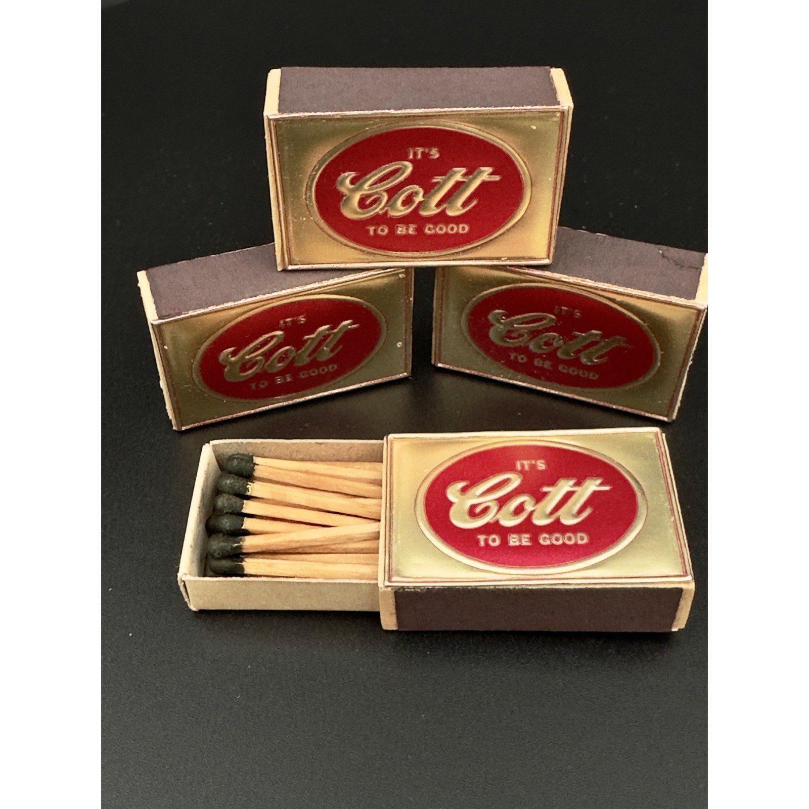 Vintage NOS Cott Soda Advertising Matchbox Lot ~4 Full Unused Boxes $25