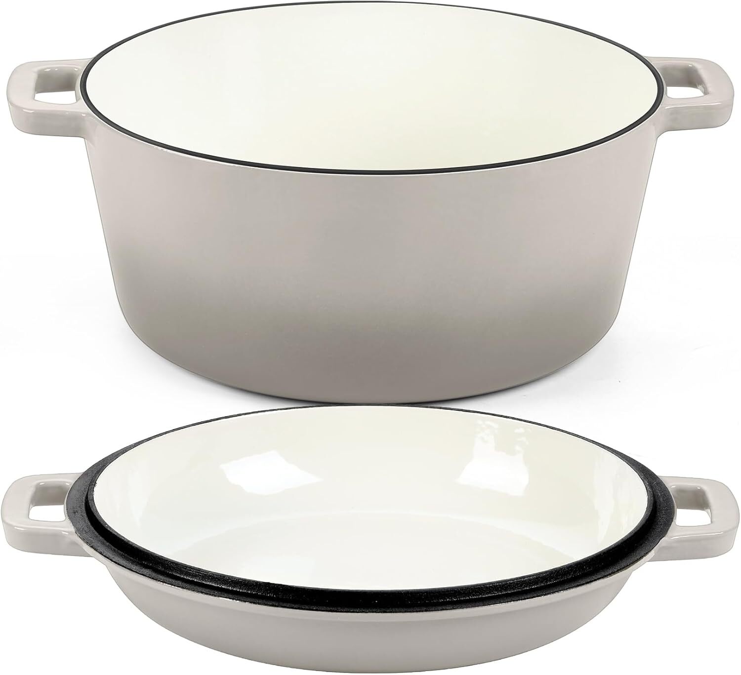 5 QT Dutch Oven Cooker with Lid, Enameled Cast Iron and Pan, 2-in-1 Set 5 QT Dutch Oven Cooker with Lid, Enameled Cast Iron and Pan, 2-in-1 Set