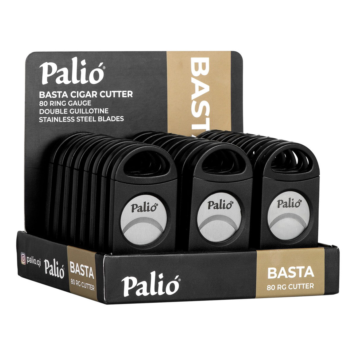 Palio Basta Cigar Cutter Display, Black, Comes with 24 Cutters Palio Basta Cigar Cutter Display, Black, Comes with 24 Cutters