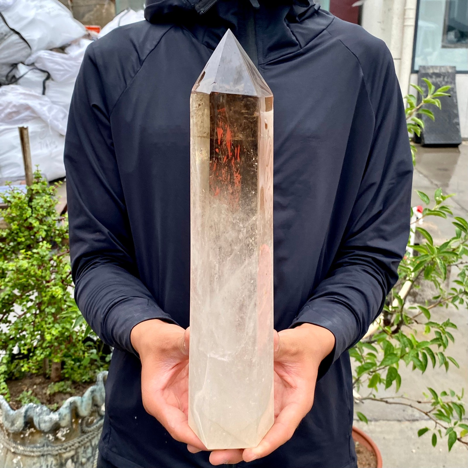 5.26LB Natural clear white crystal obelisk Crystal energy column Reiki healing