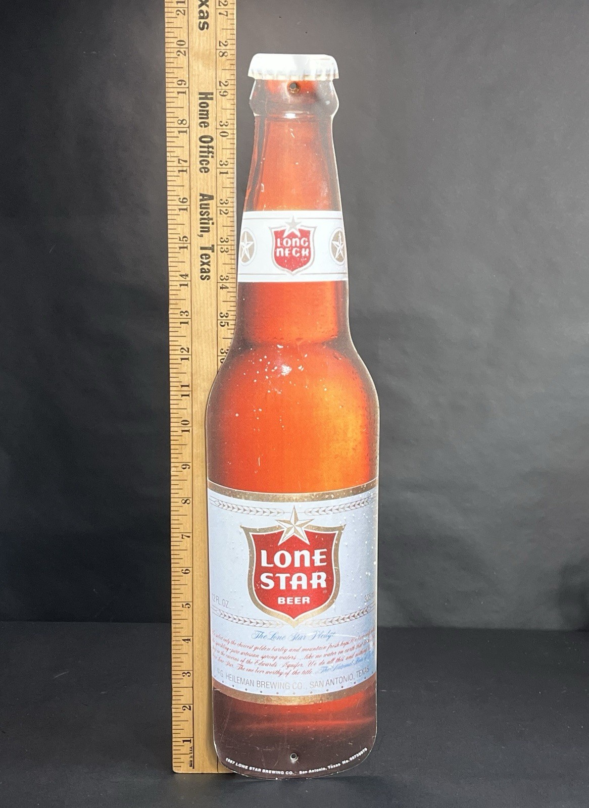 Rare 1987 Vintage Lone Star Beer Metal Sign Long Neck Beer Bottle Shaped 20” Rare 1987 Vintage Lone Star Beer Metal Sign Long Neck Beer Bottle Shaped 20”