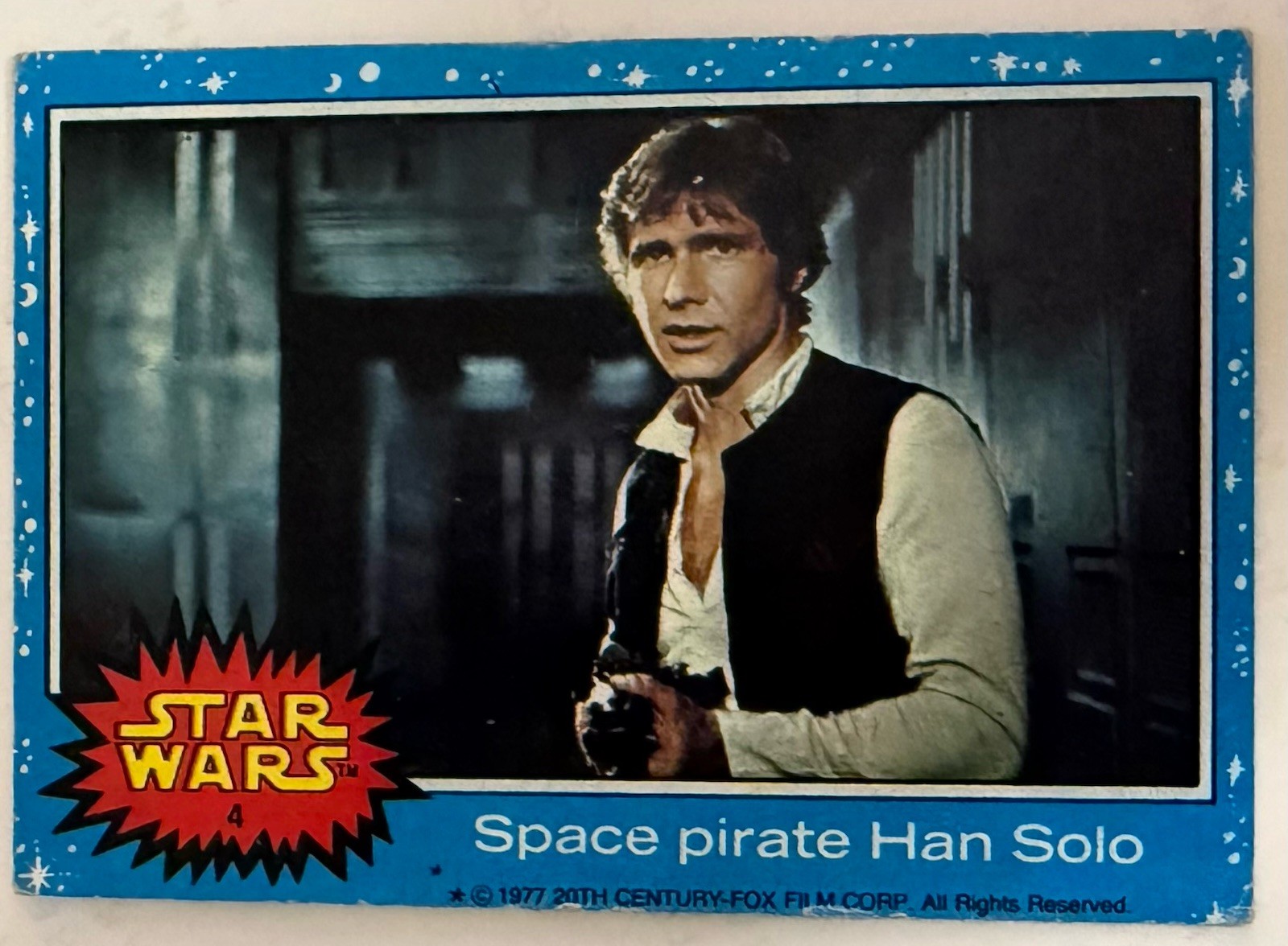 1977 Topps Star Wars #4 Space Pirate Han Solo Blue Border Vintage Original
