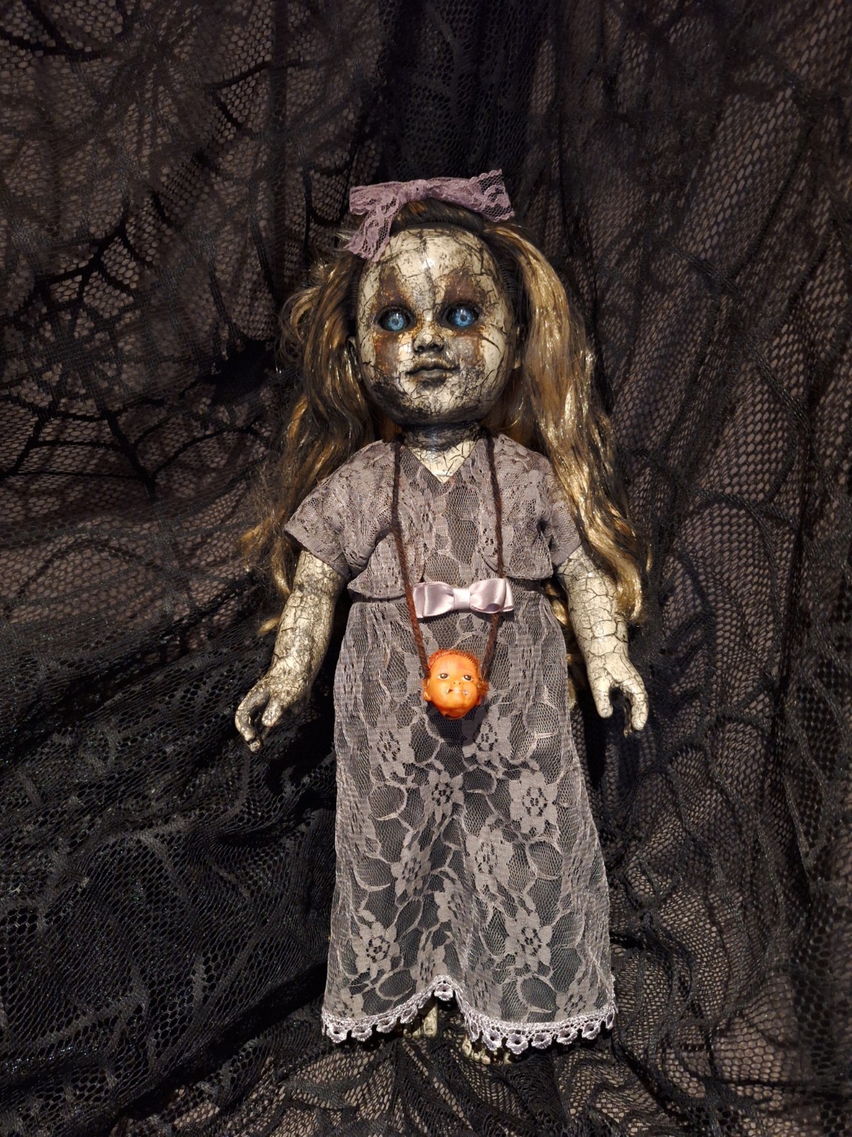 OOAK Creepy Doll Handmade Halloween Prop 18 In Tall Sits & Stands OOAK Creepy Doll Handmade Halloween Prop 18 In Tall Sits & Stands
