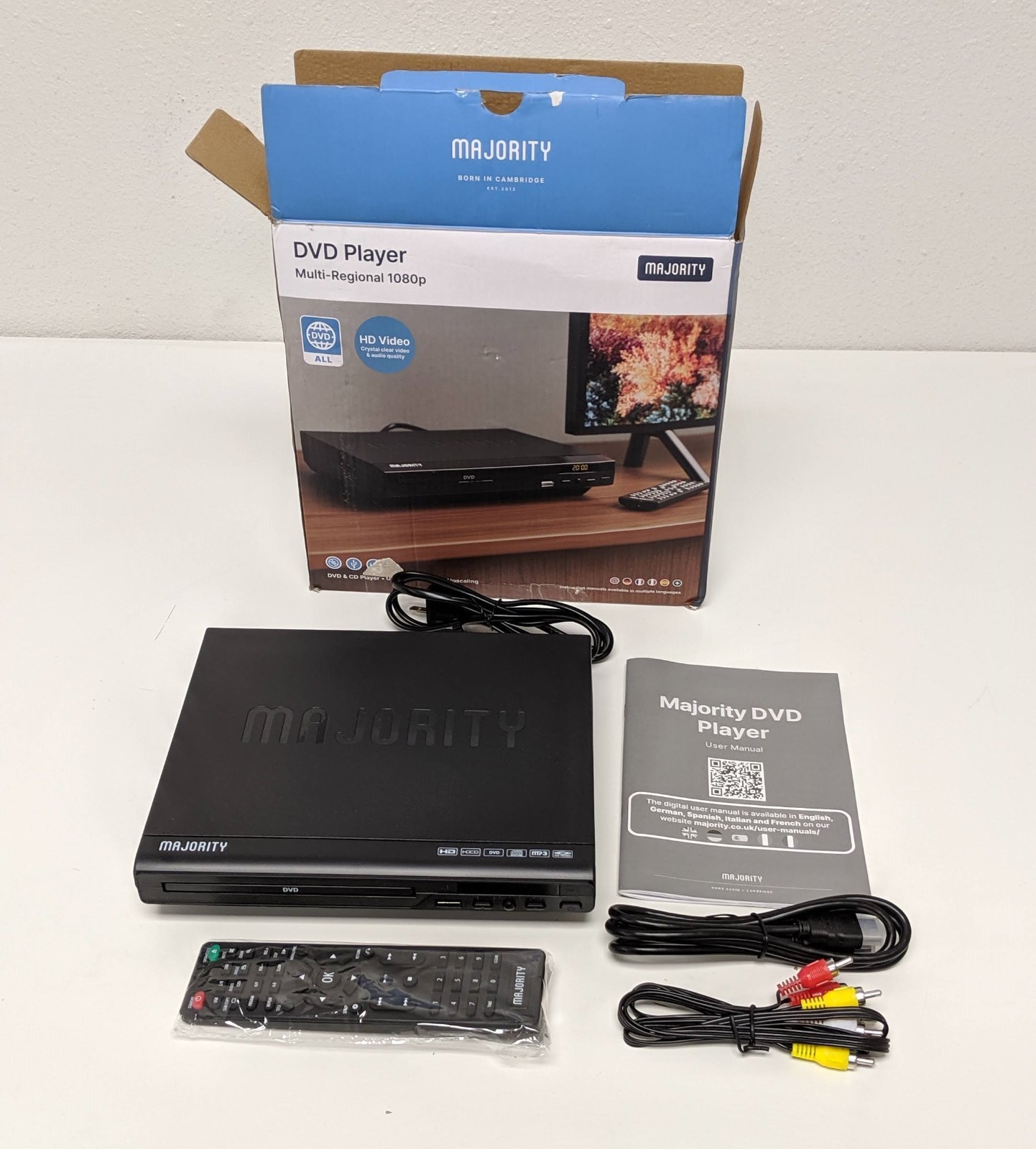 Majority Multi-Region DVD Player 1080p HDMI USB w/ Remote & Cables