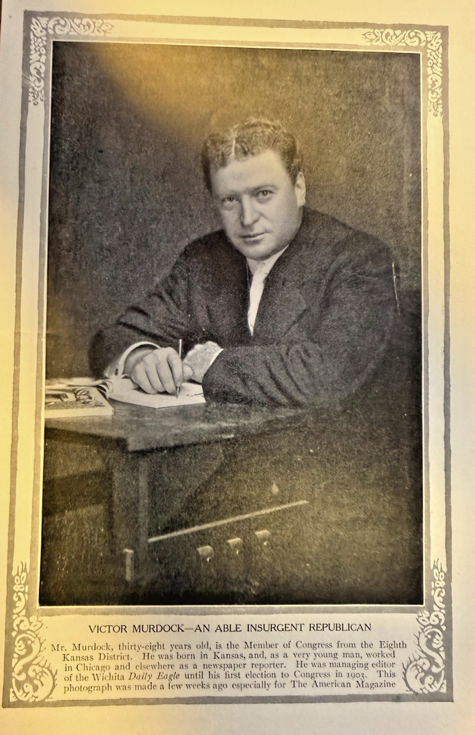 1909 Vintage Magazine Illustration Victor Murdock Kansas Congressman 1909 Vintage Magazine Illustration Victor Murdock Kansas Congressman
