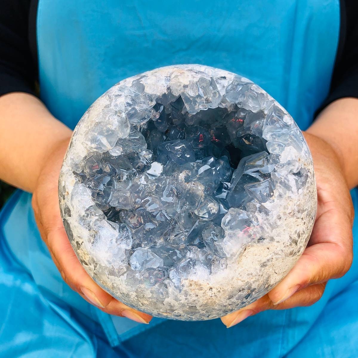 4.09 LB Large Natural Celestite Geode Crystal Cluster Healing Specimen 4499