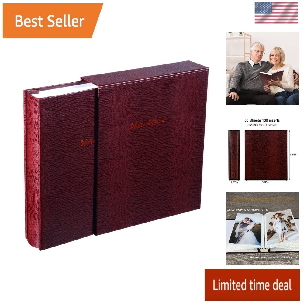 HAOWEIH Small Photo Album 4x6 100 Photos, 50 Pages Hold 100 Maroon
