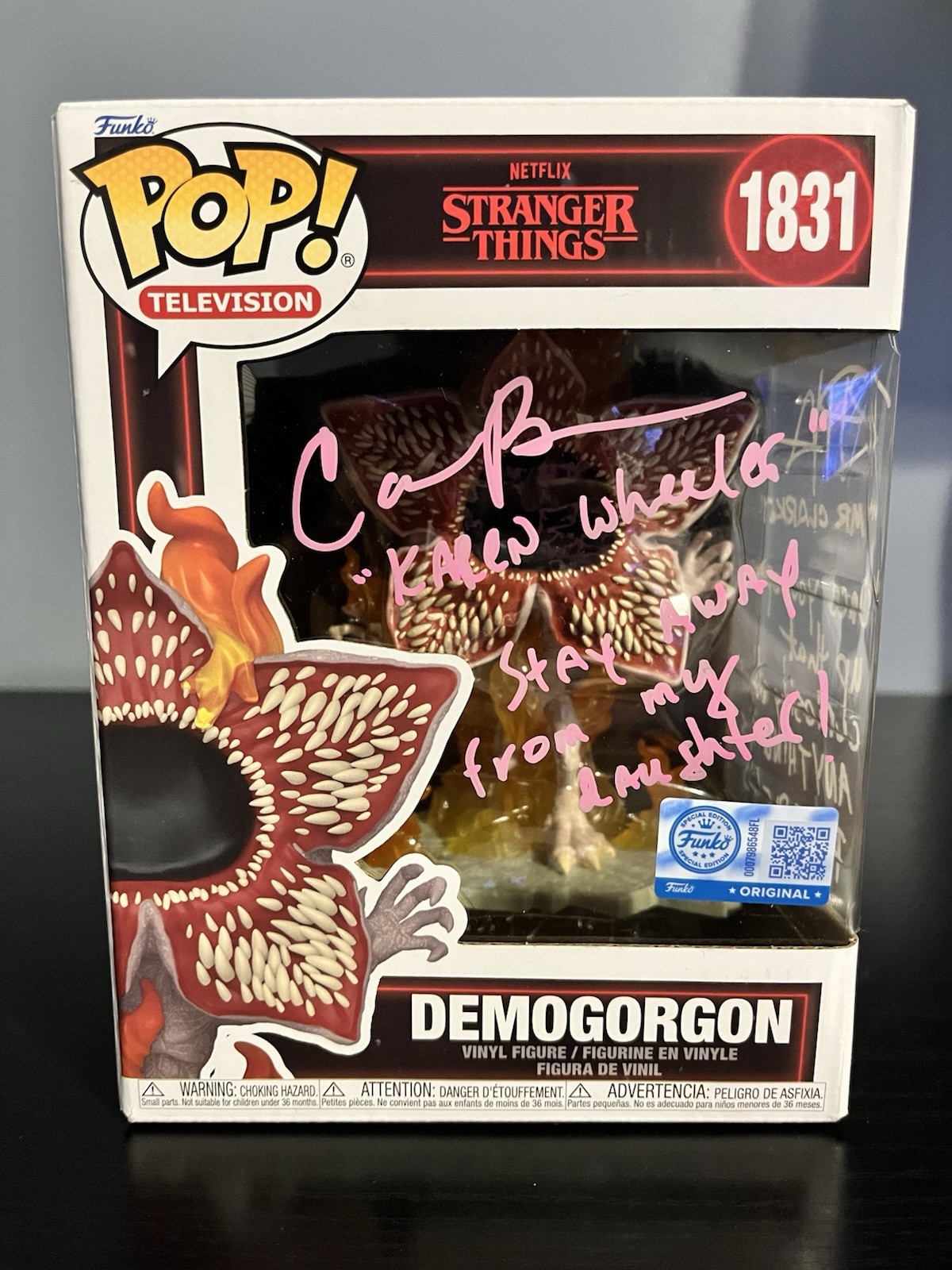 Cara Buono/Randy Havens Signed Demogorgon Funko W Quote/Character Names OPIX COA