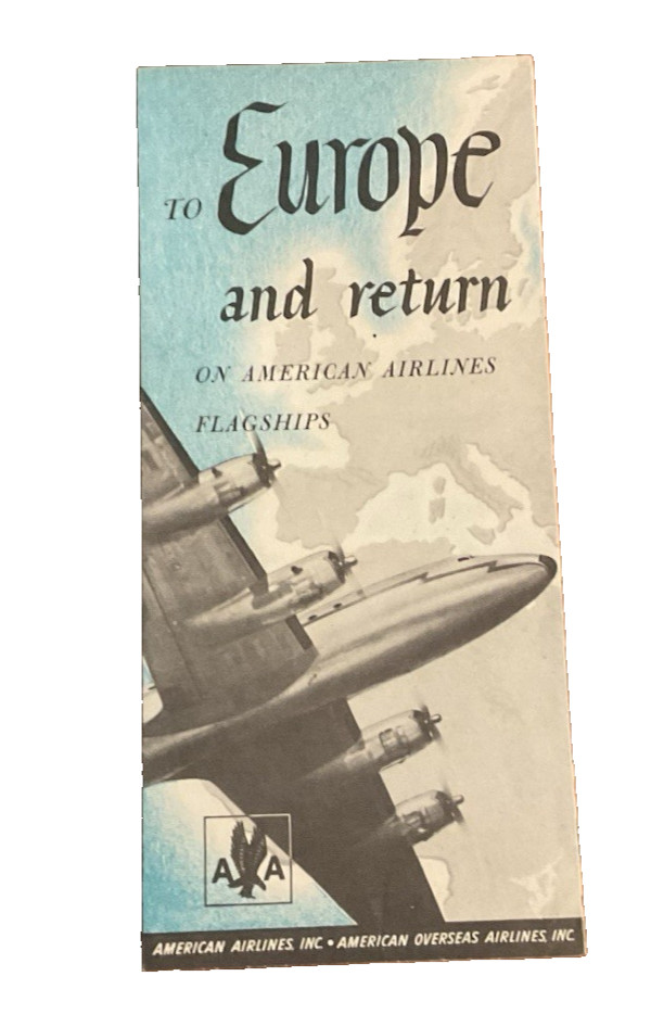 1947 American Overseas Airlines Flagships To Europe And Return Overnight Map J3 1947 American Overseas Airlines Flagships To Europe And Return Overnight Map J3