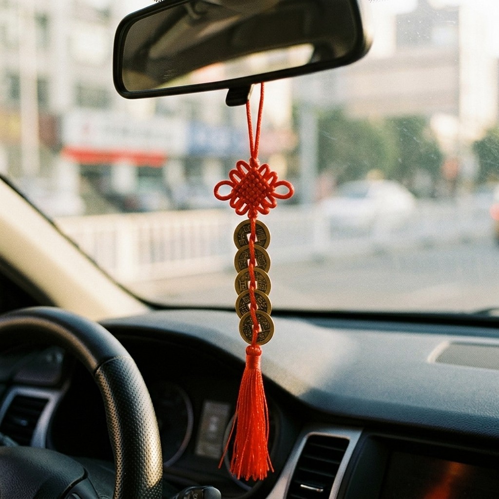 Chinese Hanging Ornament Five‑Coins Tassel Pendant for Car Rearview Mirror Decor Chinese Hanging Ornament Five‑Coins Tassel Pendant for Car Rearview Mirror Decor