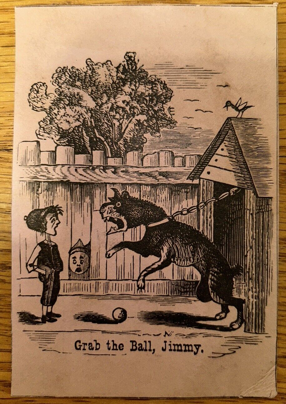 Victorian Trade Card Antique Baseball Players Grab the Ball Jimmy Sandlot Movie