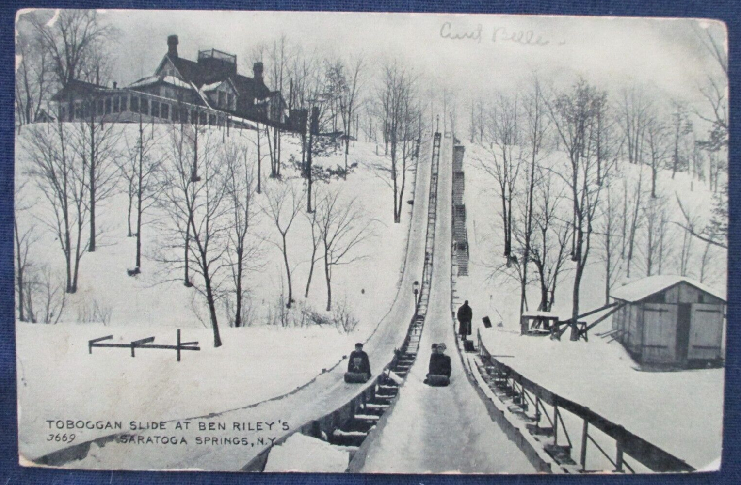 1909 Saratoga Springs New York Ben Riley's Toboggan Slide Postcard