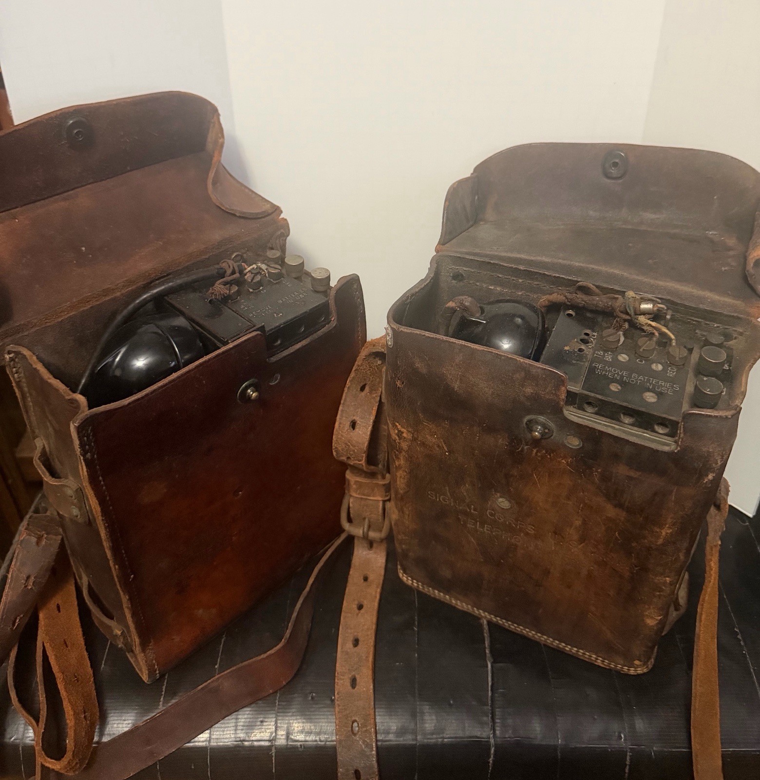 Set of Two WW2 Telephone Set US Army Field Telephone EE-8-B Leather Cased Set of Two WW2 Telephone Set US Army Field Telephone EE-8-B Leather Cased