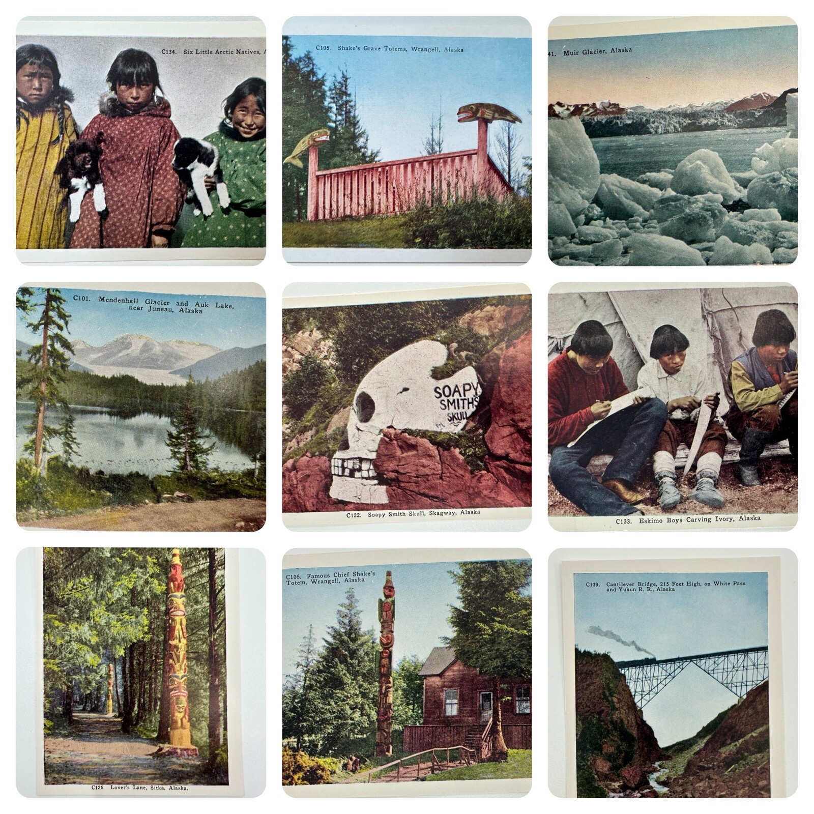 Vintage HHT Postcard Lot of 11, Alaska, *Unposted* Eskimos, Totem Poles NOS New Vintage HHT Postcard Lot of 11, Alaska, *Unposted* Eskimos, Totem Poles NOS New