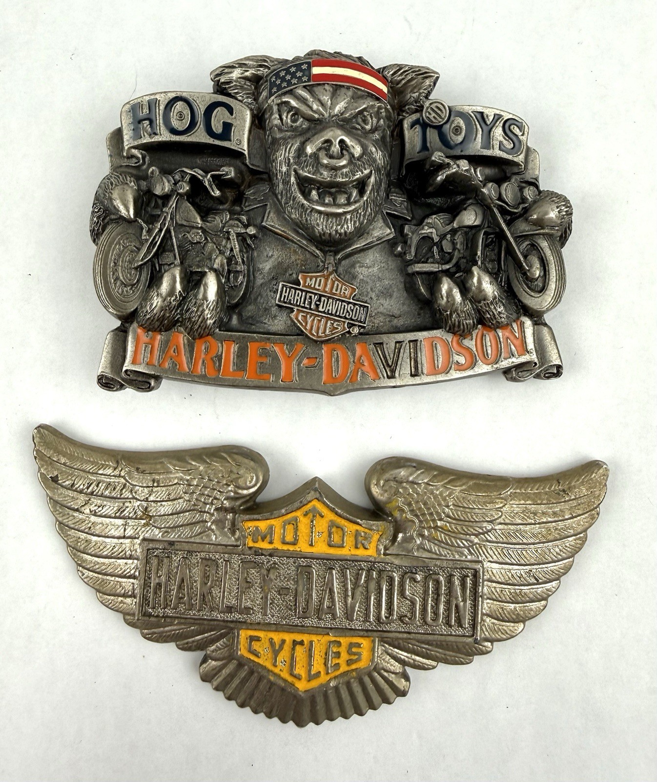 Harley Davidson Belt Buckle Lot Righteous Products 1973 & 1991 Baron USA **Read*