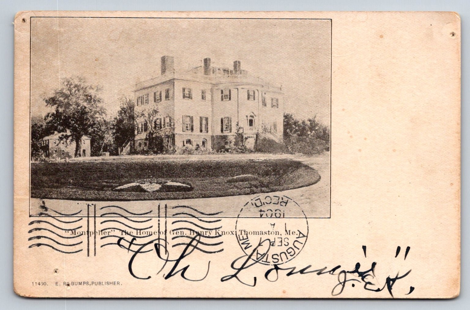 1904 Montpelier Henry Knox Home Thomaston Maine Postcard E. R. Bumps 1904 Montpelier Henry Knox Home Thomaston Maine Postcard E. R. Bumps