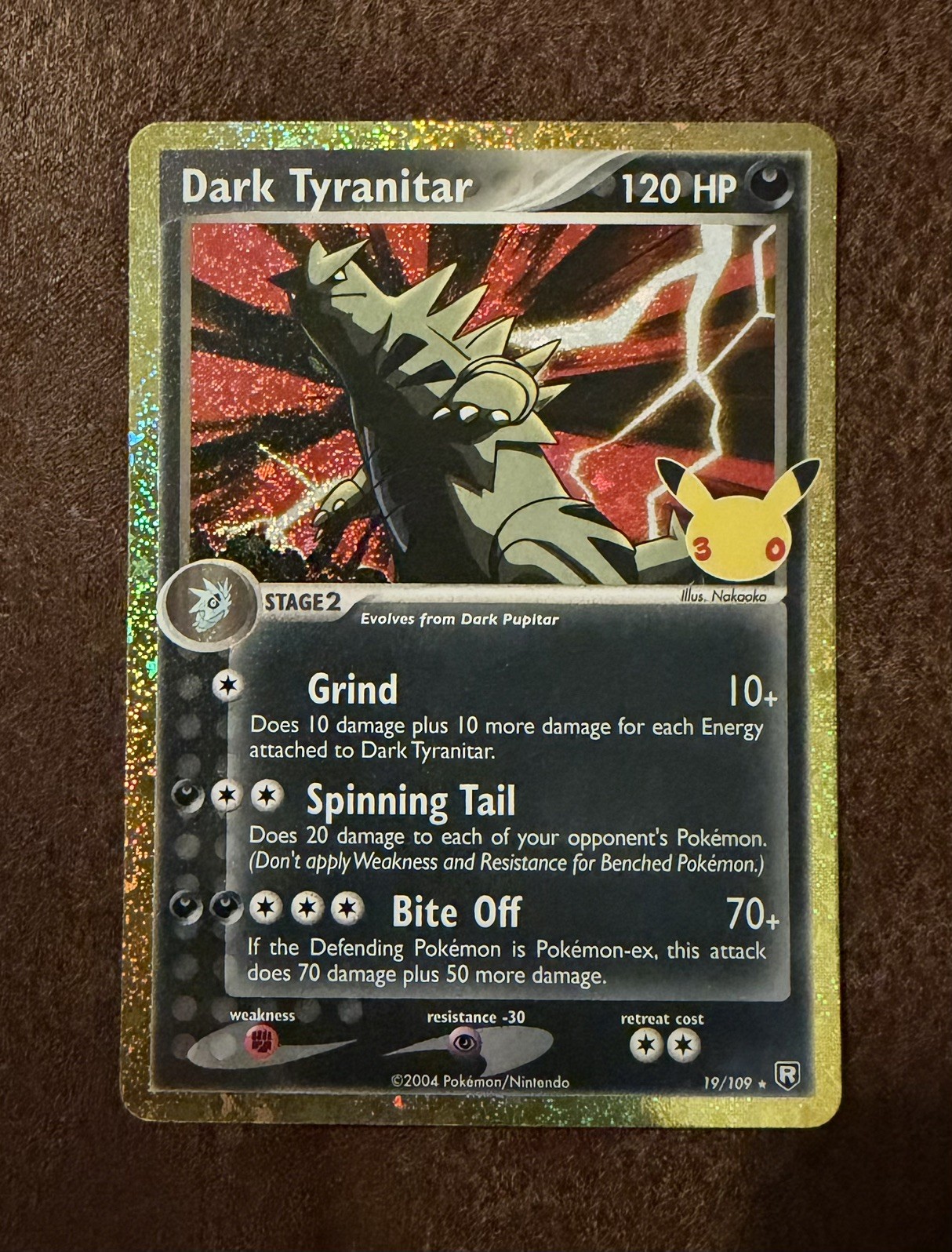 Pokémon TCG Dark Tyranitar 19/109 30th Anniversary Celebration MINT Pokémon TCG Dark Tyranitar 19/109 30th Anniversary Celebration MINT