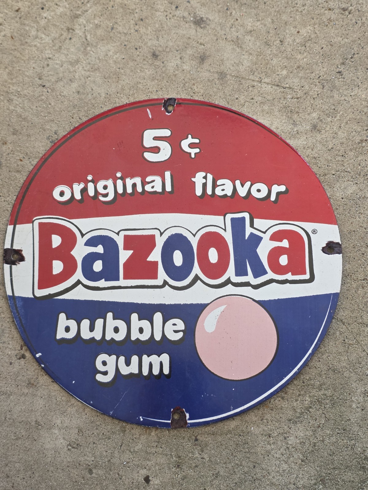 VINTAGE BAZOOKA BUBBLE GUM  PORCELAIN SIGN GAS STATION CONVENIENCE STORE SIGN12