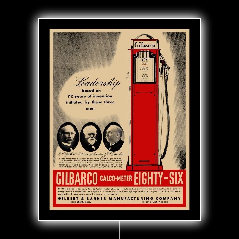 1937 GILBARCO Eighty Six Gas Pump New LED Hanging Lighted Sign: 18x23 1937 GILBARCO Eighty Six Gas Pump New LED Hanging Lighted Sign: 18x23