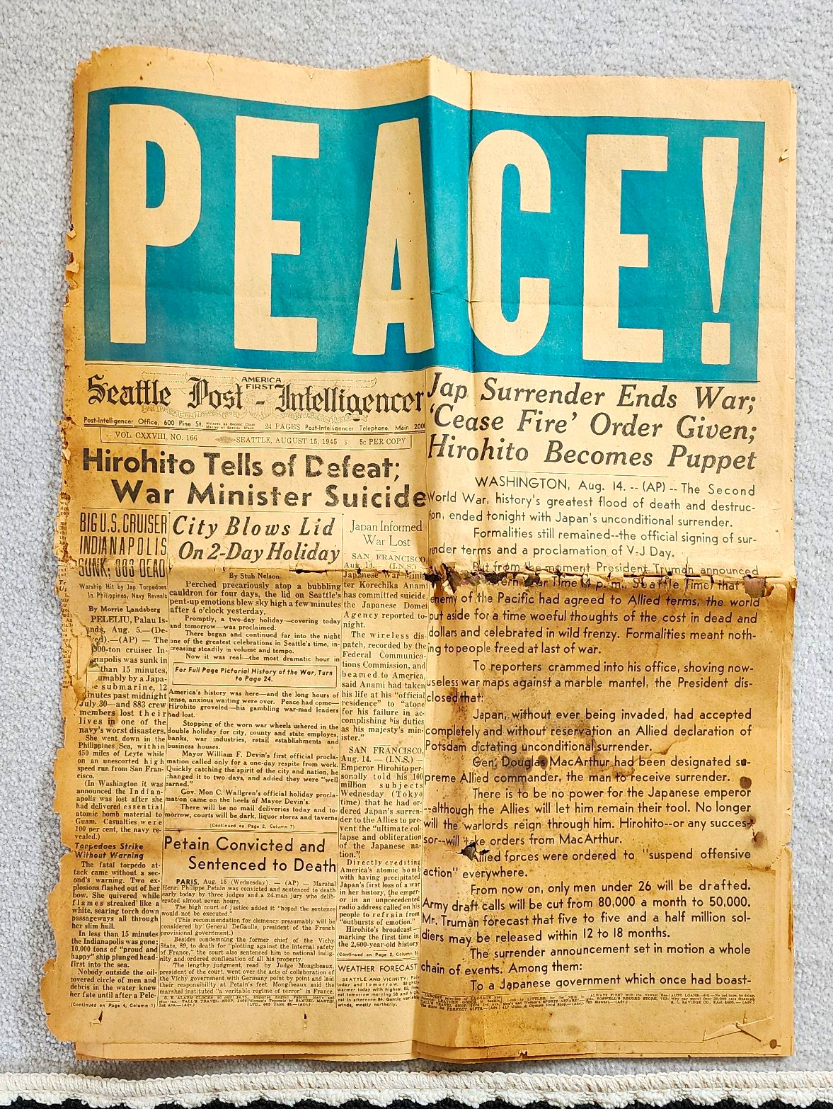Seattle Post-Intelligencer V-J Day Seattle Post-Intelligencer V-J Day