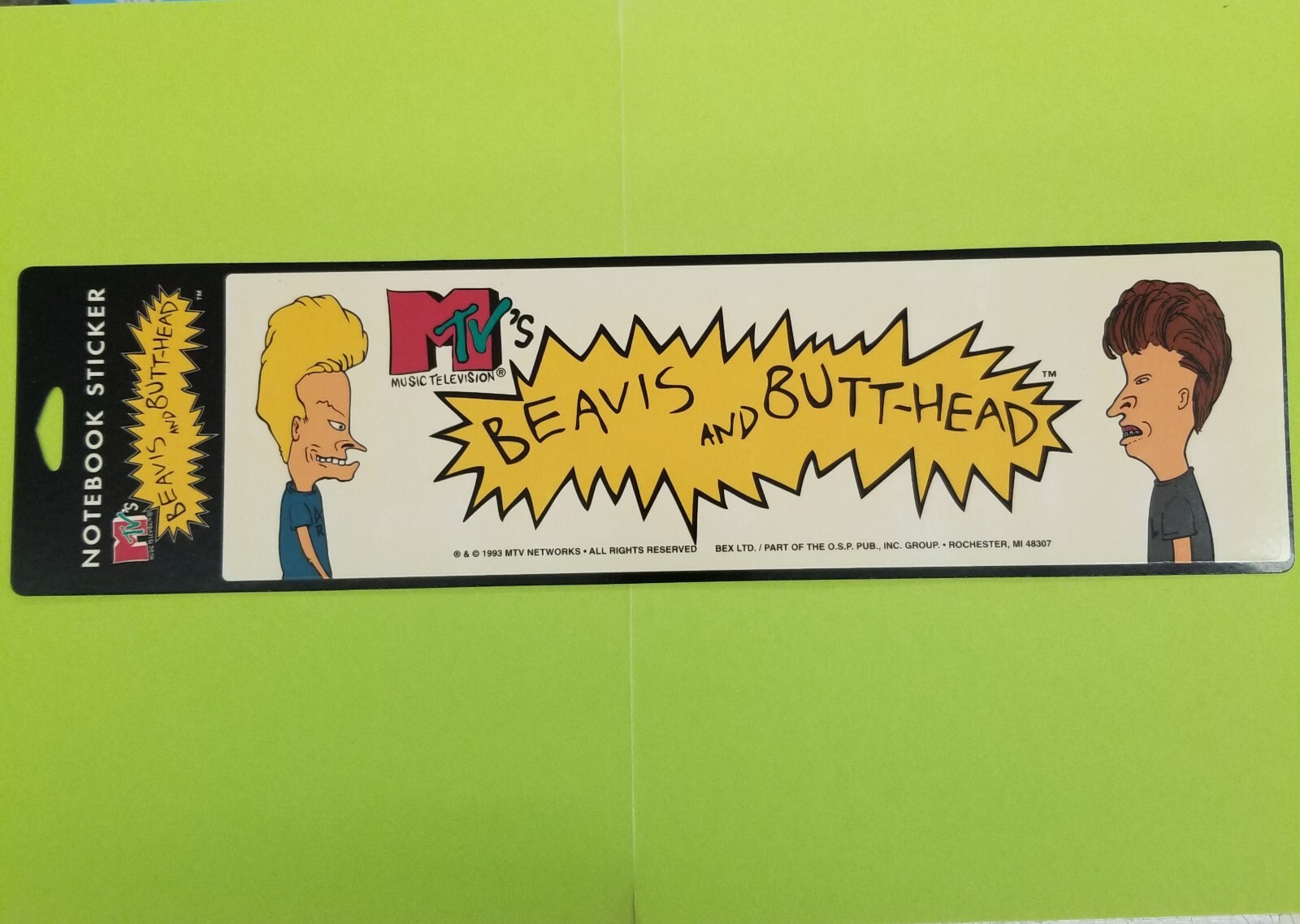 Vintage BEAVIS and BUTT-HEAD Notebook Sticker New old stock 1993 MTV Vintage BEAVIS and BUTT-HEAD Notebook Sticker New old stock 1993 MTV