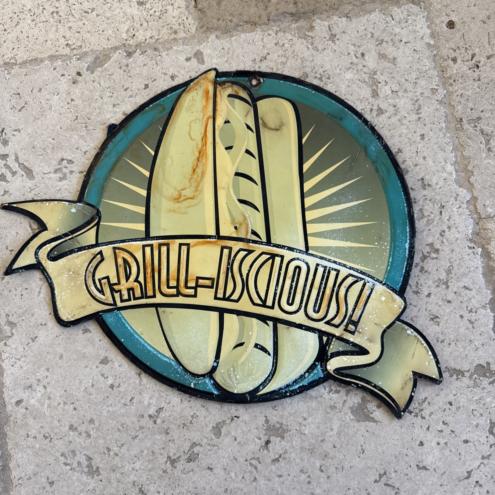 Grill-luscious Metal Sign Worn and Old Looking Grill Sign Metal Wall Decor Grill-luscious Metal Sign Worn and Old Looking Grill Sign Metal Wall Decor
