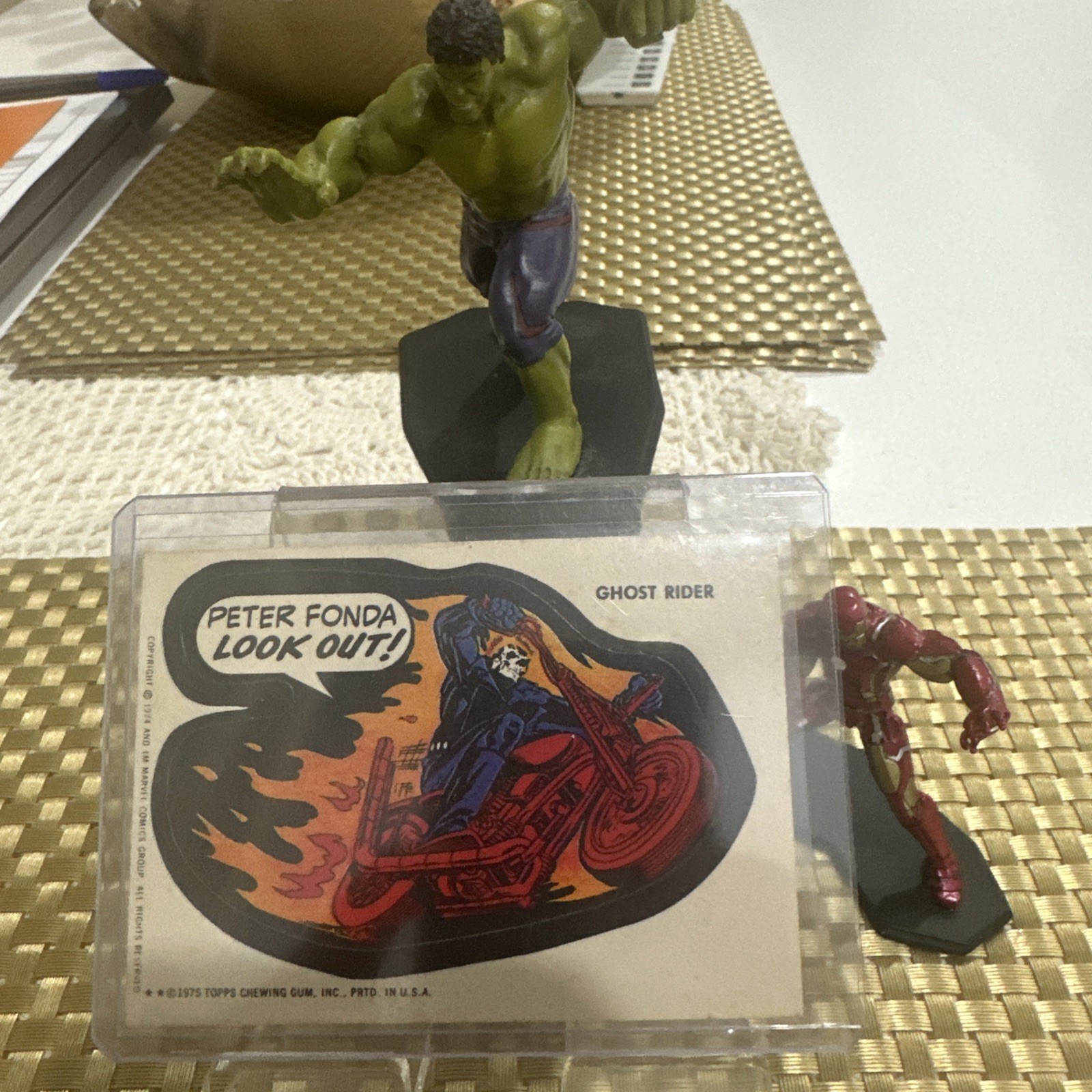 1975 Topps Marvel Comic Book Heros Ghost Rider Rookie Sticker Card 1975 Topps Marvel Comic Book Heros Ghost Rider Rookie Sticker Card