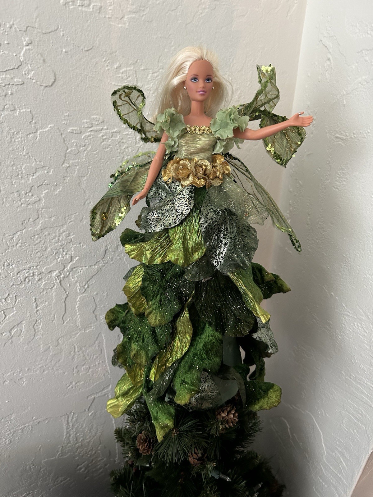 Garden Leaf Fairy Barbie Christmas Tree, Topper, Ooak Garden Leaf Fairy Barbie Christmas Tree, Topper, Ooak