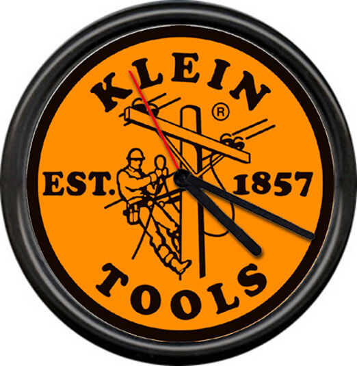 Klein Tools Electrician Electrical Sign Lineman Cable Orange Blk Sign Wall Clock