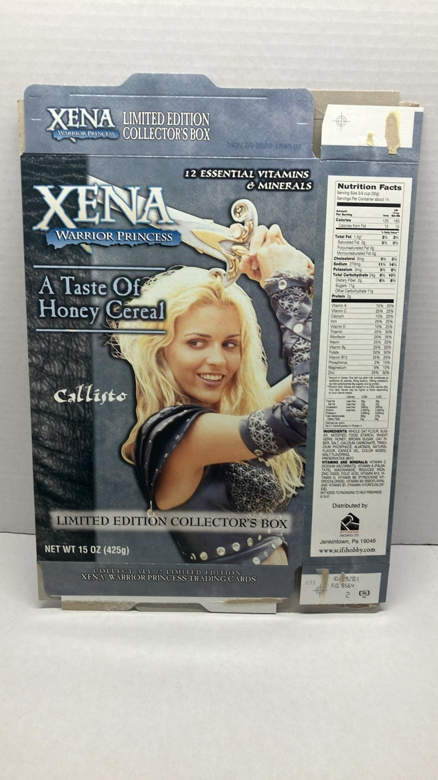 *RARE* Vintage Xena Warrior Princess Official Cereal Box (Callisto) GREAT SHAPE