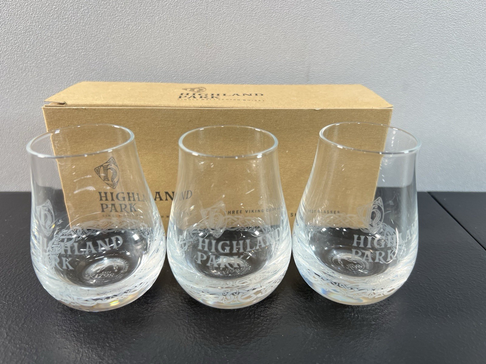 Highland Park Single Malt Scotch Whisky Viking Code Glasses Set of 3 Highland Park Single Malt Scotch Whisky Viking Code Glasses Set of 3