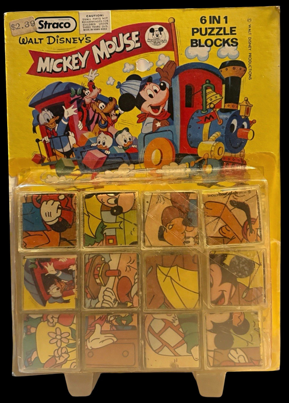 Vintage 1960s Straco Walt Disney Mickey Mouse 6 in 1 Puzzle Blocks Sealed Hong K