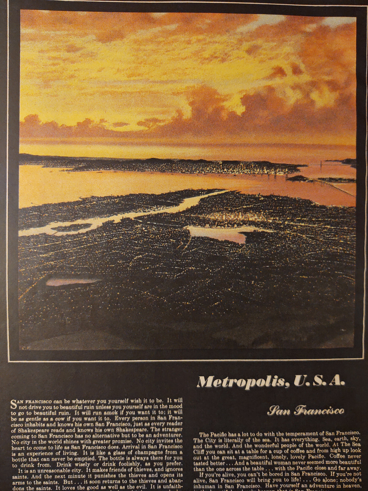 1947 Esquire Art Paintings Cityscapes Chesley Bonestell San Francisco New York