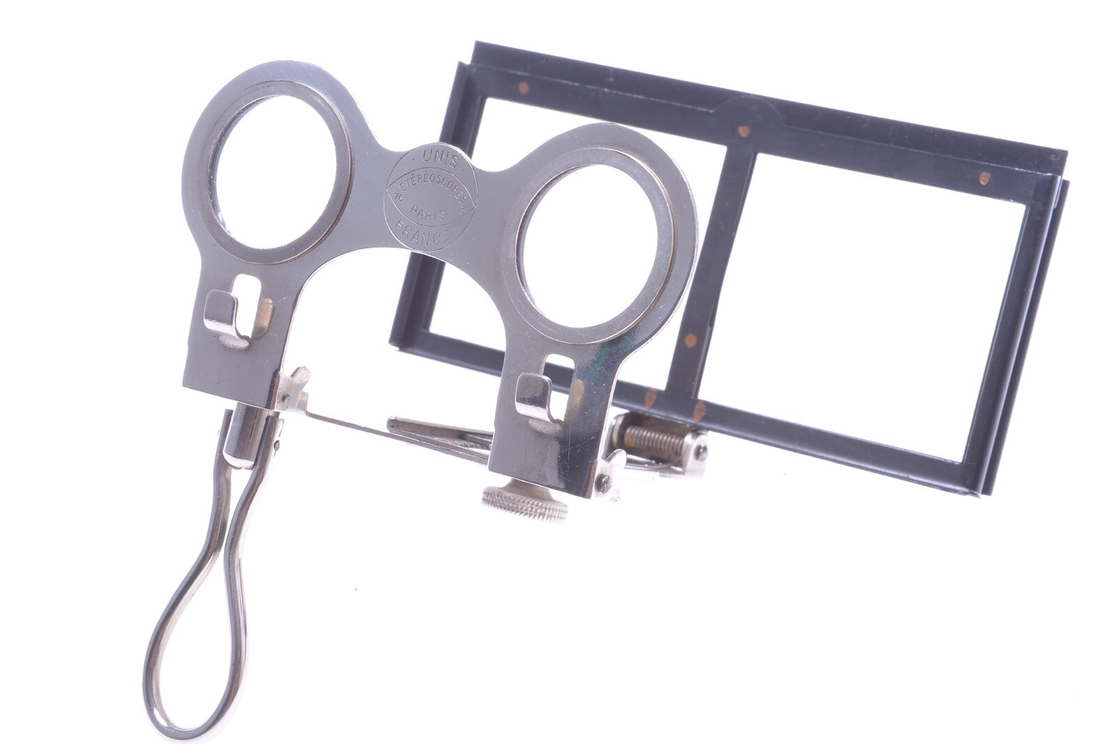 ✅ UNIS FRANCE STEREOSCOPE NICKEL PLATED FOLDABLE MODEL 6X6CM STEREO VIEWER