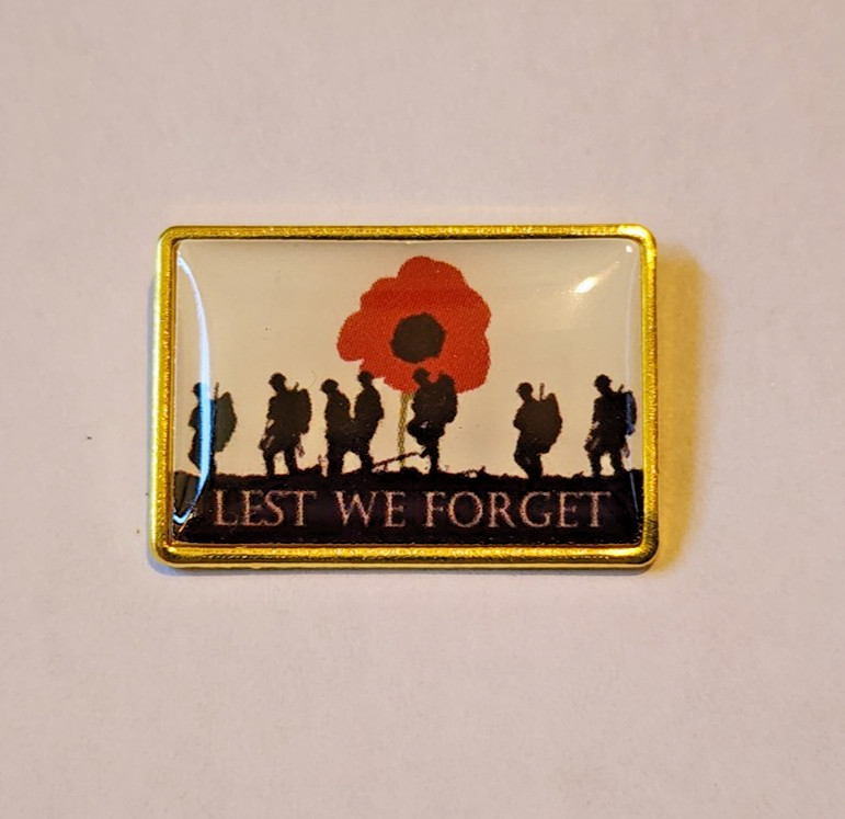 Lest We Forget Veterans Memorial Red Poppy Lapel Brooch Hat Pin